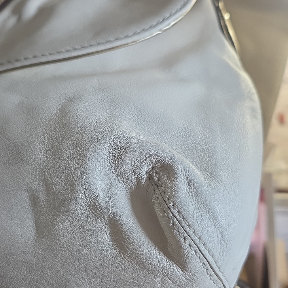 Coach Soho Buckle White Ivory Shoulder Flap Bag with Gold Metallic Accents - Picture 11 of 12